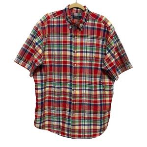 Polo Ralph Lauren Button Down Shirt Mens XL Tall Plaid Short Sleeve Colorful